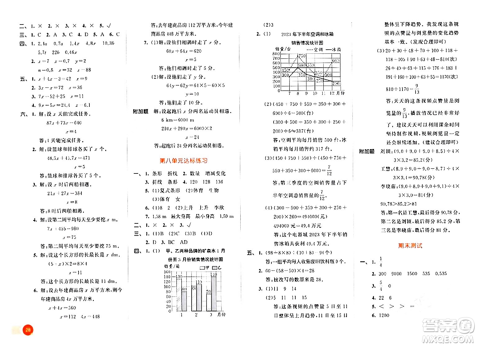 教育科學(xué)出版社2024年春53天天練五年級數(shù)學(xué)下冊北師大版答案