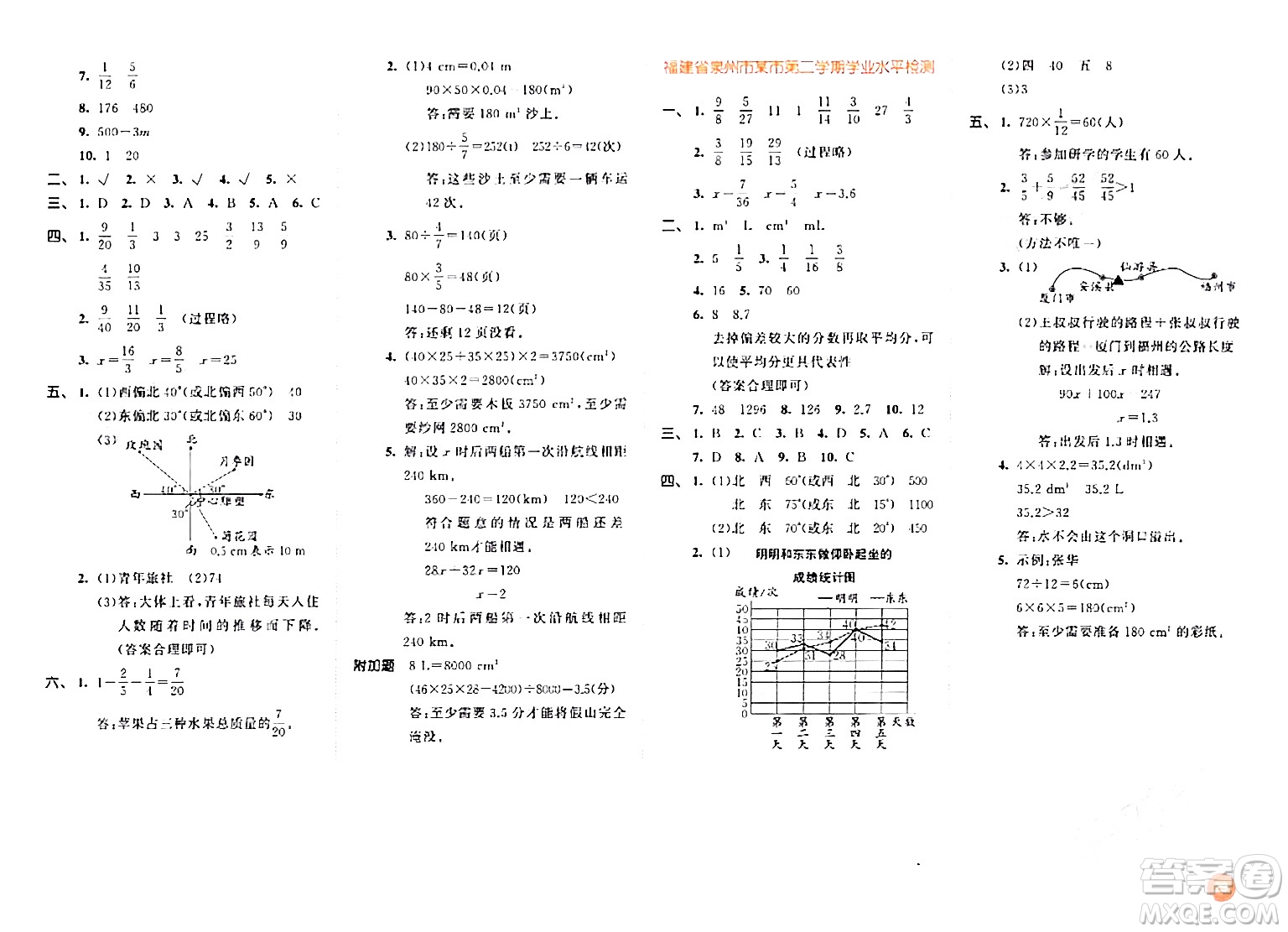 教育科學(xué)出版社2024年春53天天練五年級數(shù)學(xué)下冊北師大版答案