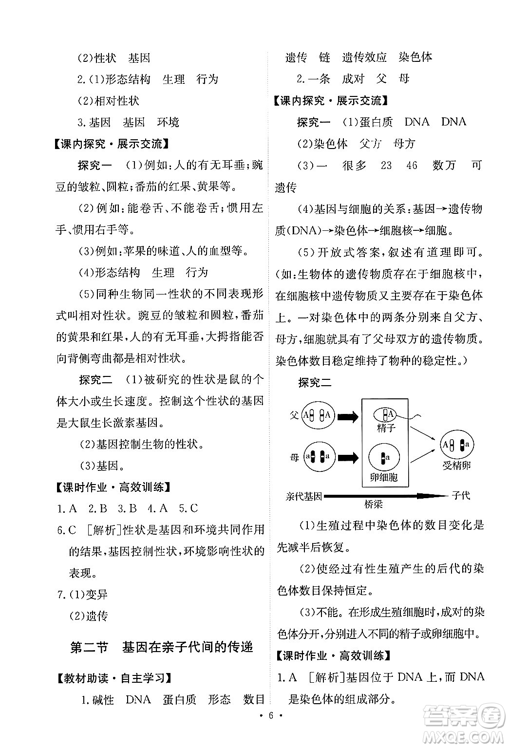 人民教育出版社2024年春能力培養(yǎng)與測試八年級生物下冊人教版新疆專版答案