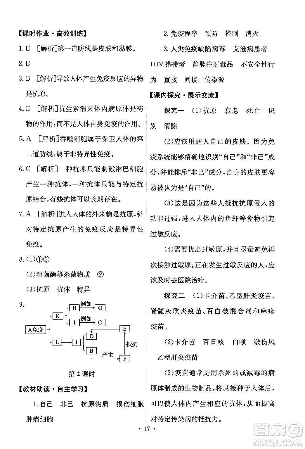 人民教育出版社2024年春能力培養(yǎng)與測試八年級生物下冊人教版新疆專版答案