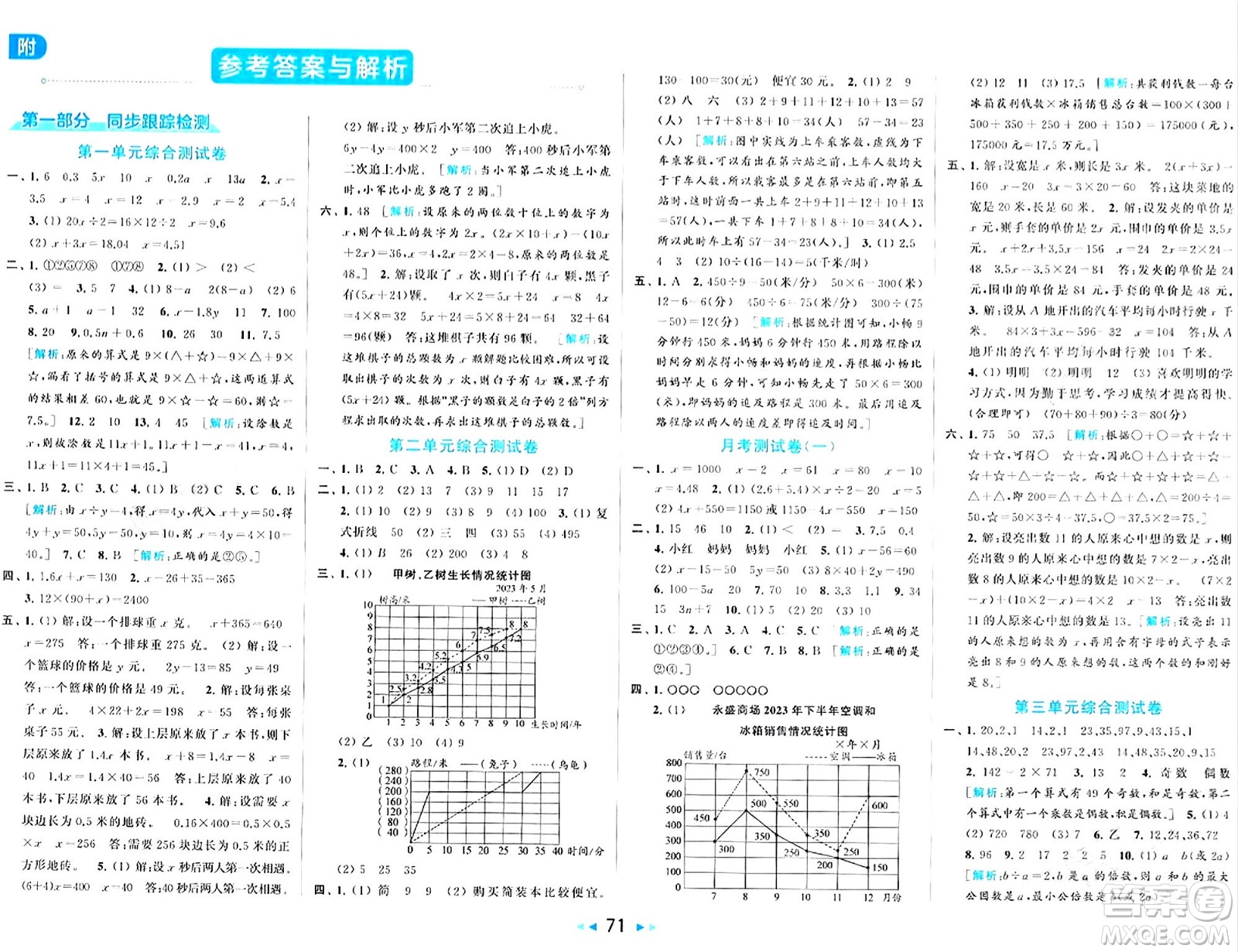 北京教育出版社2024年春同步跟蹤全程檢測(cè)五年級(jí)數(shù)學(xué)下冊(cè)江蘇版答案