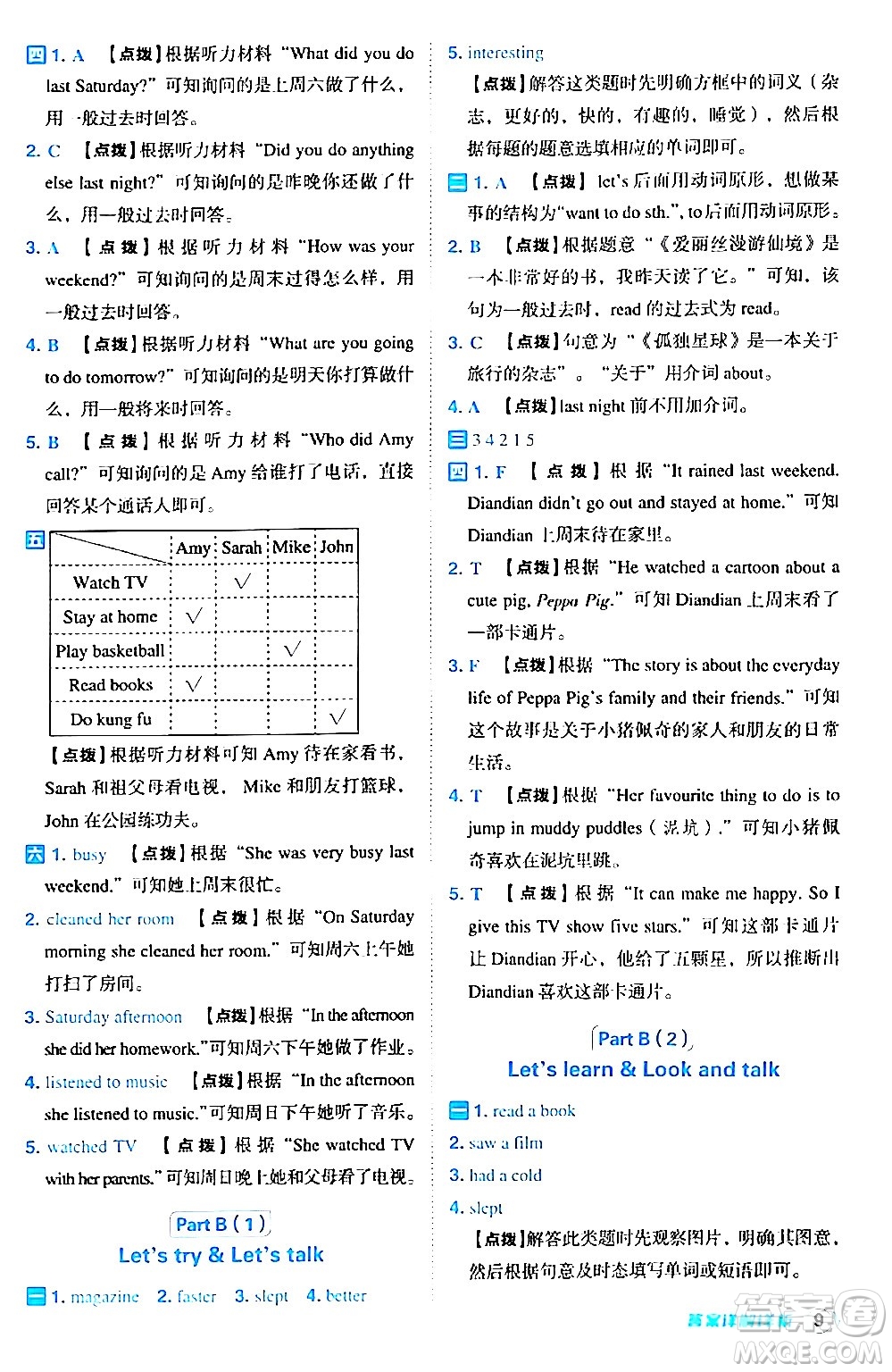 吉林教育出版社2024年春綜合應(yīng)用創(chuàng)新題典中點六年級英語下冊人教PEP版答案