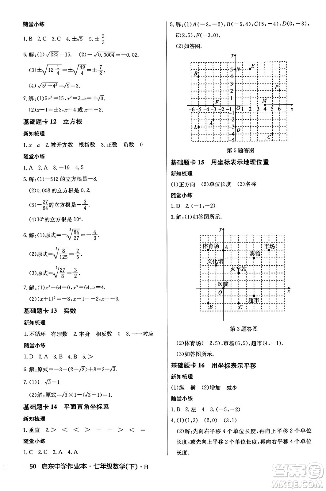 龍門書局2024年春啟東中學(xué)作業(yè)本七年級(jí)數(shù)學(xué)下冊(cè)人教版答案