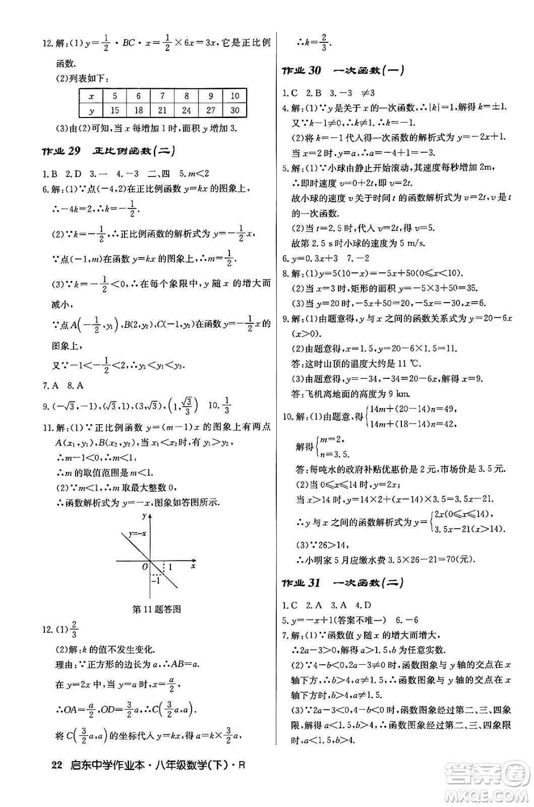 龍門書局2024年春啟東中學(xué)作業(yè)本八年級數(shù)學(xué)下冊人教版答案