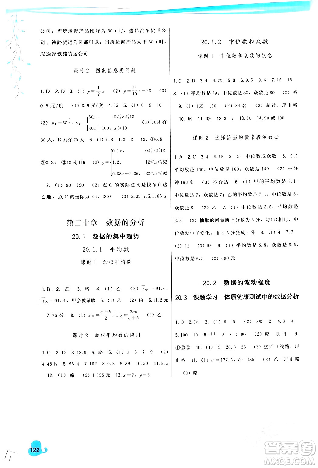 福建人民出版社2024年春頂尖課課練八年級數(shù)學(xué)下冊人教版答案