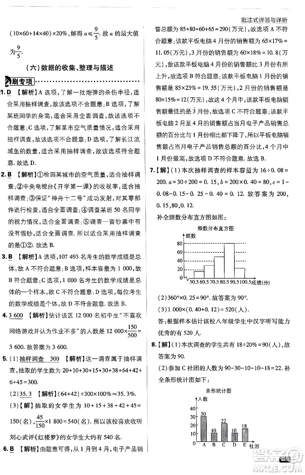 開明出版社2024年春初中必刷題七年級數(shù)學(xué)下冊人教版答案