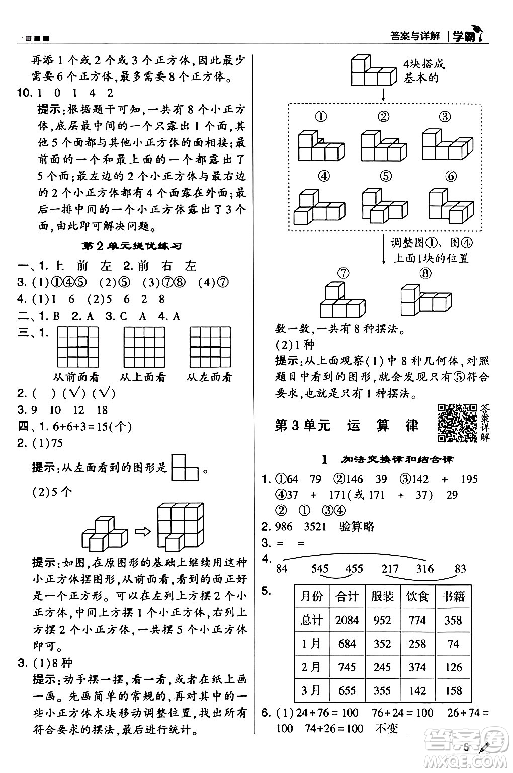 甘肅少年兒童出版社2024年春5星學(xué)霸四年級(jí)數(shù)學(xué)下冊人教版答案