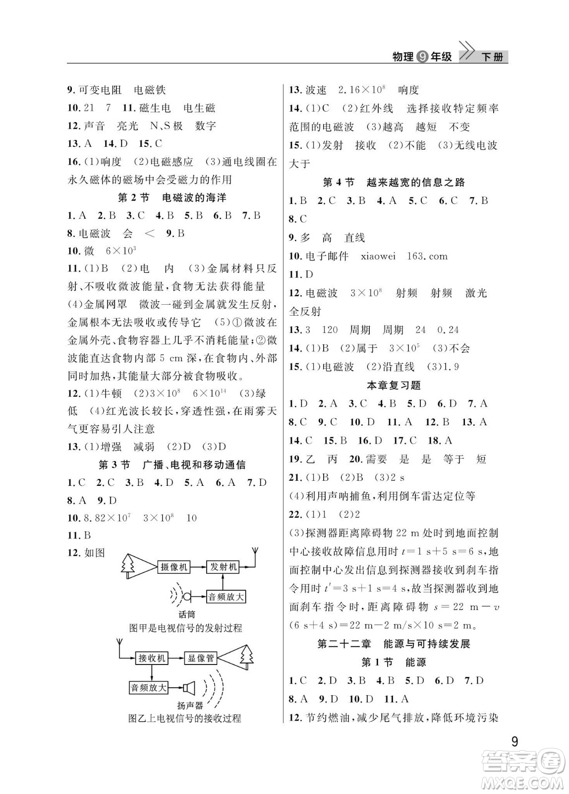 武漢出版社2024年春智慧學(xué)習(xí)天天向上課堂作業(yè)九年級物理下冊人教版答案