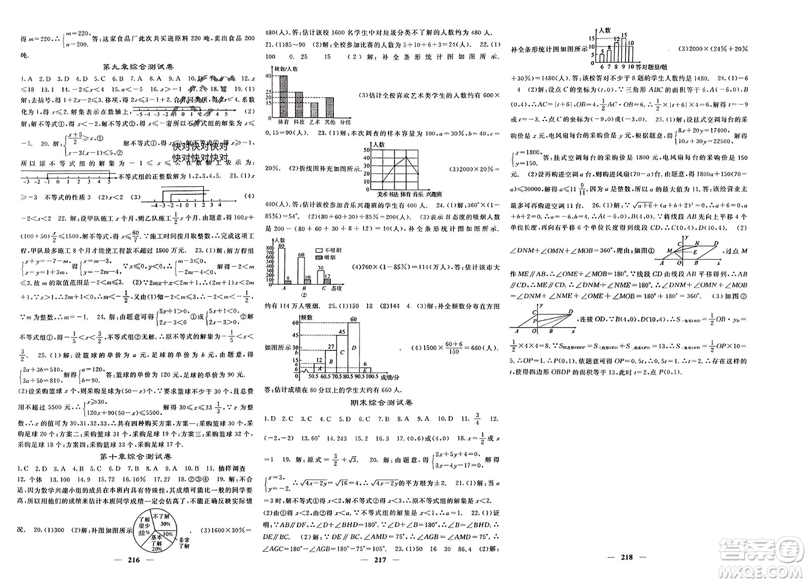 長江少年兒童出版社2024年春名校課堂內外七年級數(shù)學下冊人教版參考答案