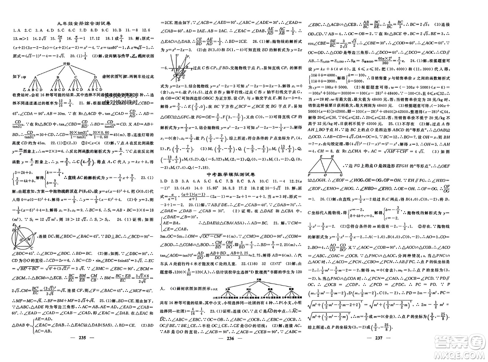 長江少年兒童出版社2024年春名校課堂內(nèi)外九年級數(shù)學下冊人教版參考答案