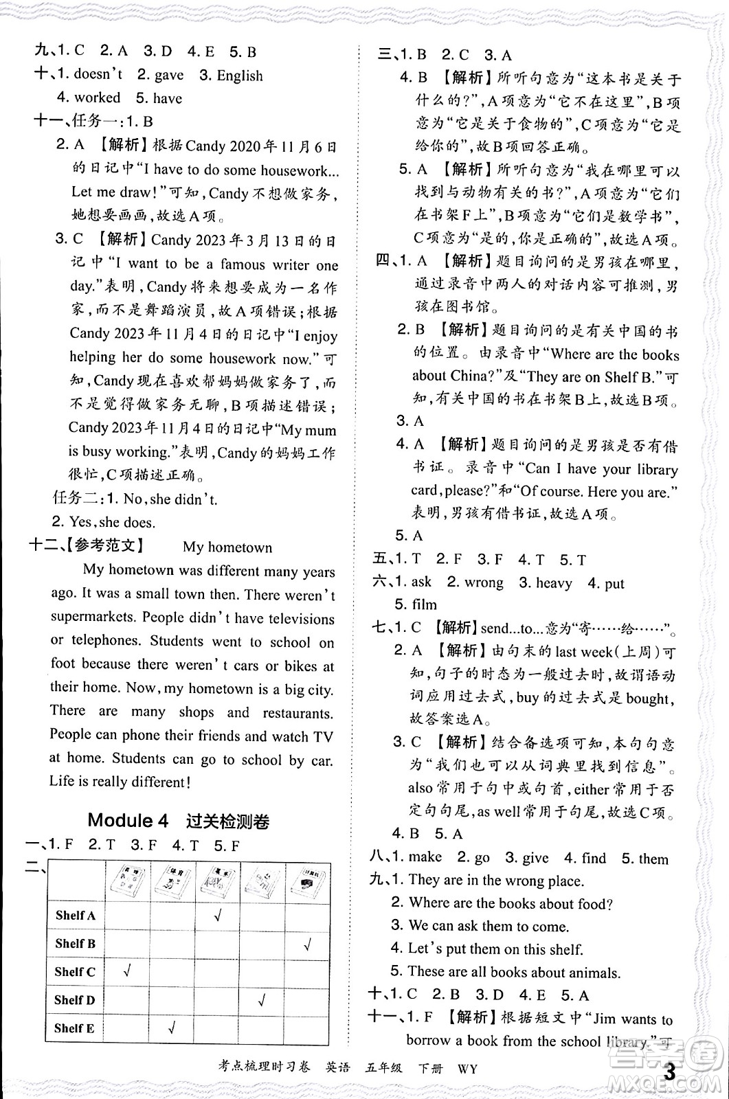 江西人民出版社2024年春王朝霞考點(diǎn)梳理時習(xí)卷五年級英語下冊外研版答案