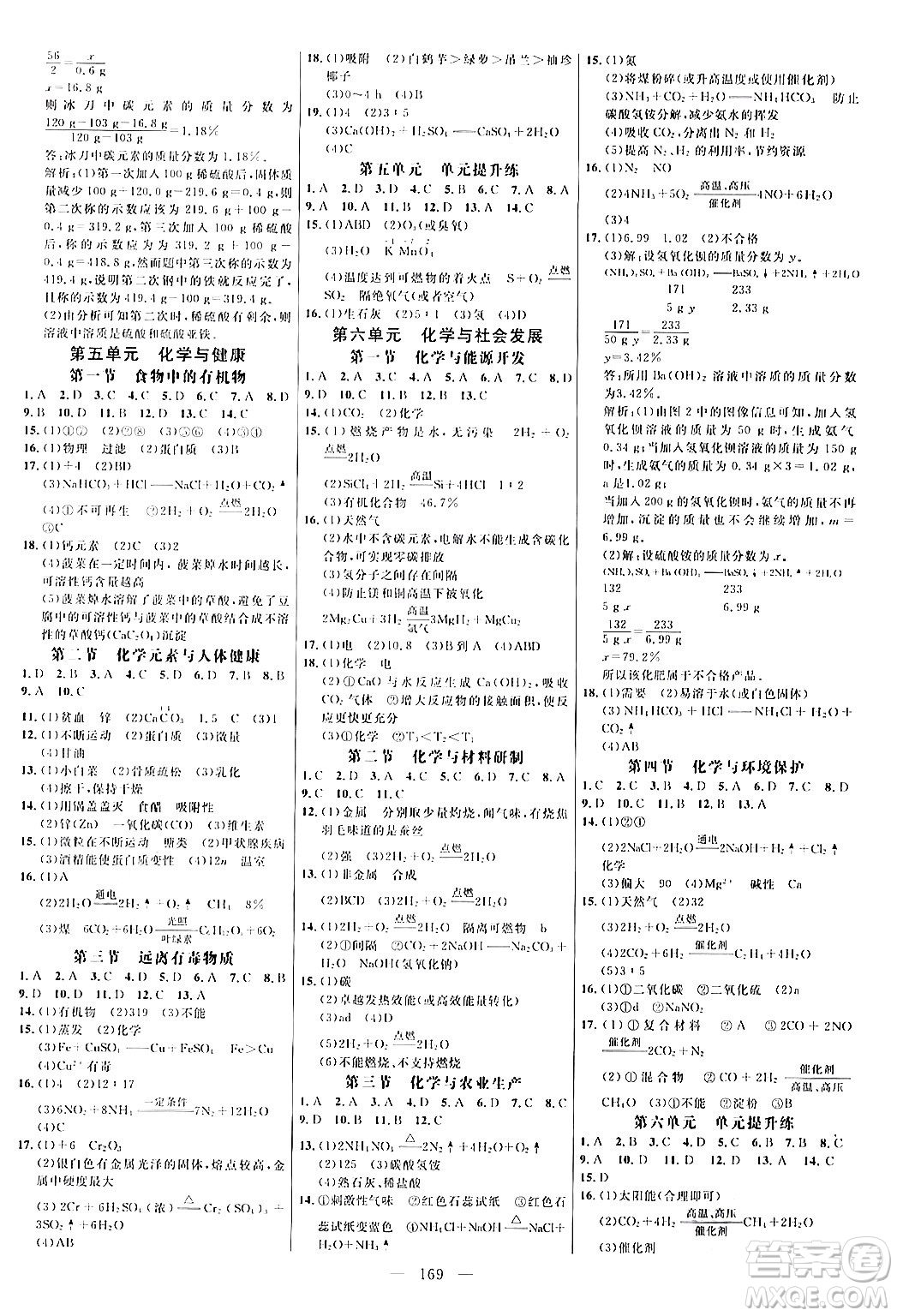 延邊大學出版社2024年春細解巧練九年級化學下冊魯教版答案