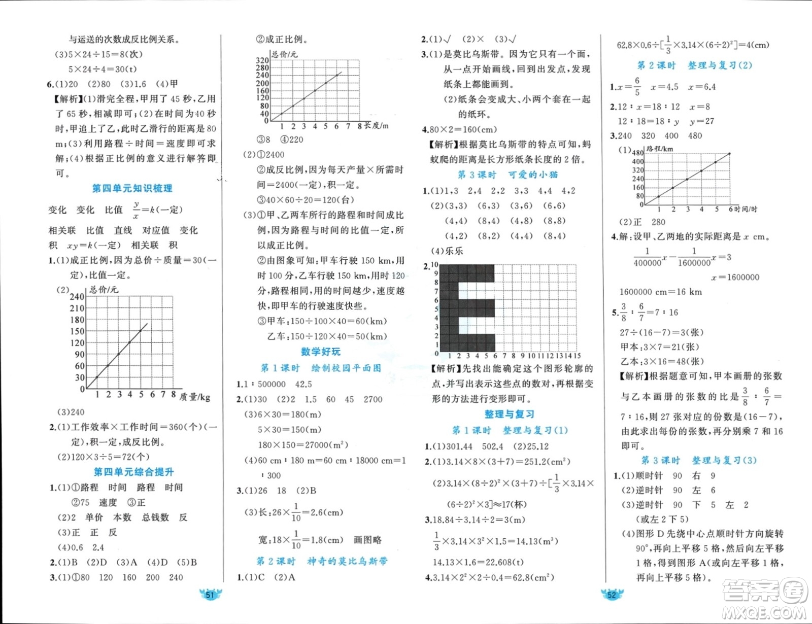 新疆青少年出版社2024年春原創(chuàng)新課堂六年級數(shù)學(xué)下冊北師大版參考答案