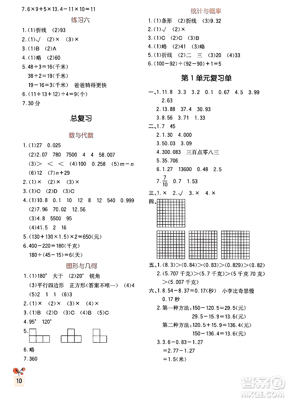 四川教育出版社2024年春新課標(biāo)小學(xué)生學(xué)習(xí)實(shí)踐園地四年級(jí)數(shù)學(xué)下冊(cè)北師大版答案