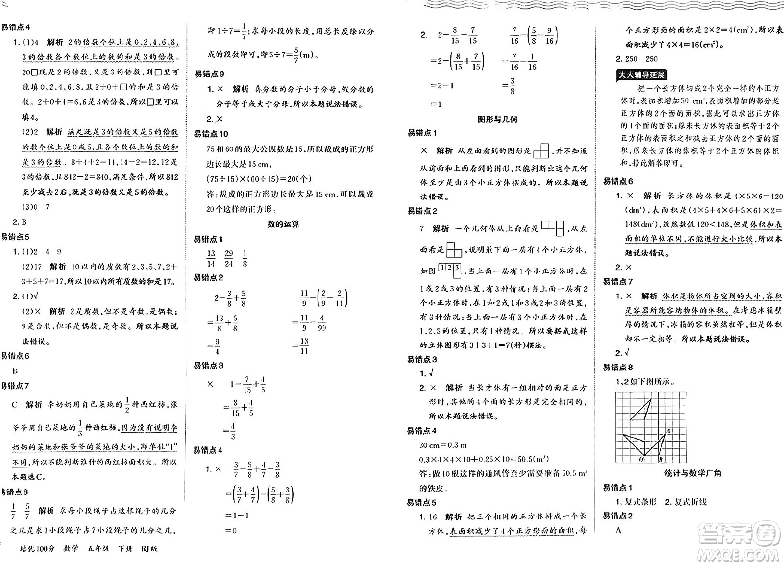 江西人民出版社2024年春王朝霞培優(yōu)100分五年級(jí)數(shù)學(xué)下冊(cè)人教版答案