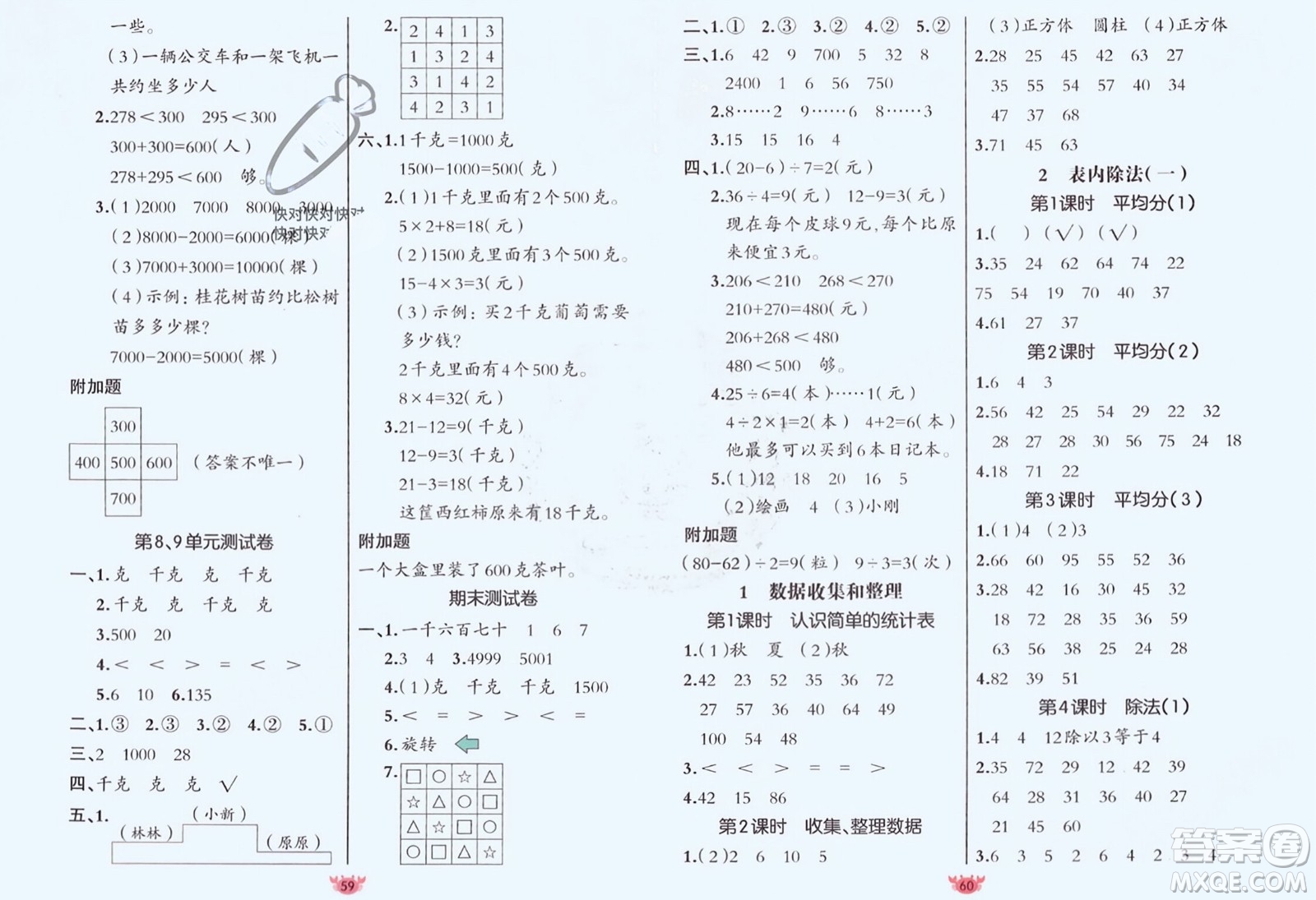 新疆青少年出版社2024年春原創(chuàng)新課堂二年級數(shù)學(xué)下冊人教版參考答案