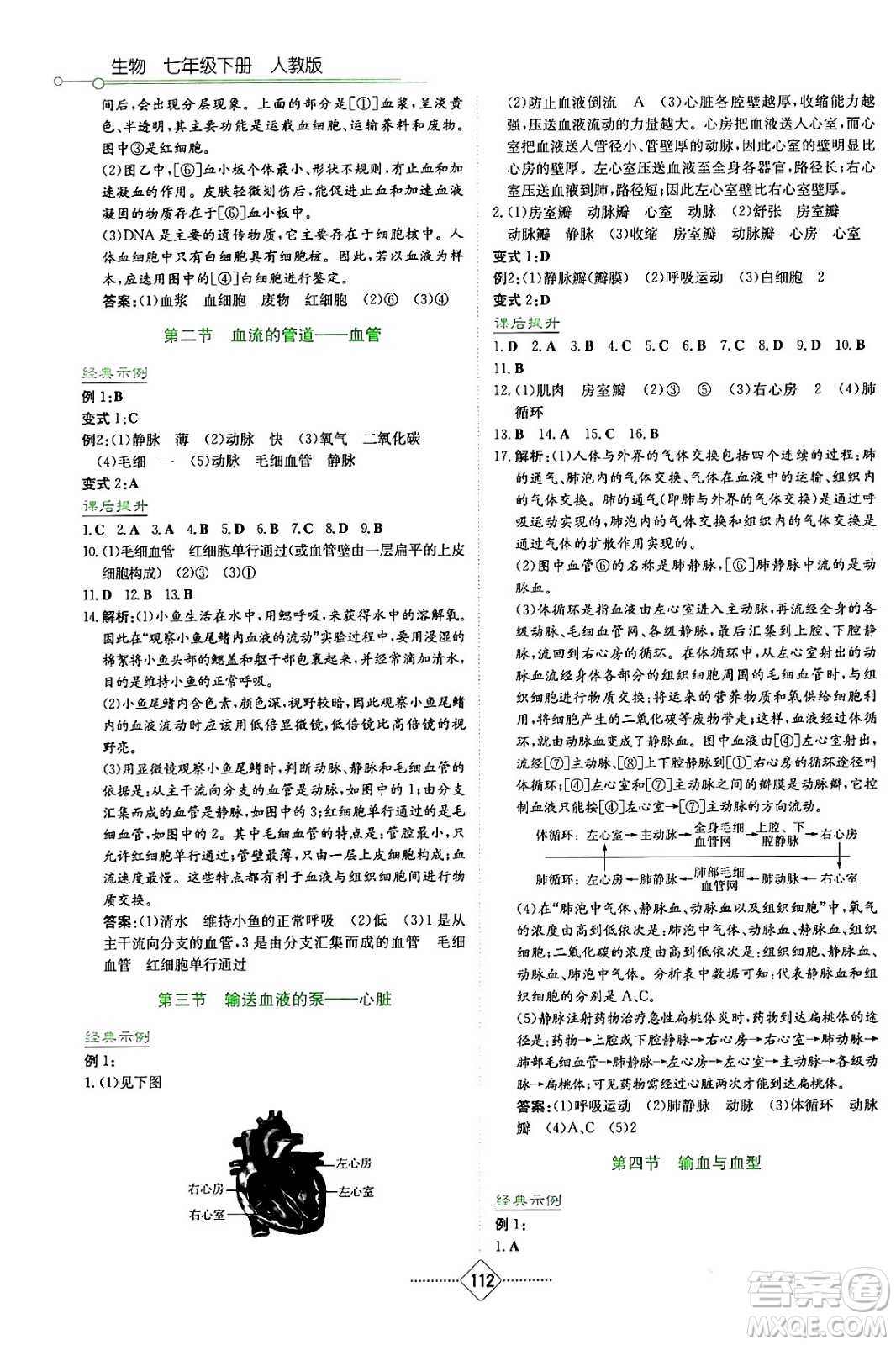 湖南教育出版社2024年春學(xué)法大視野七年級(jí)生物下冊(cè)人教版答案