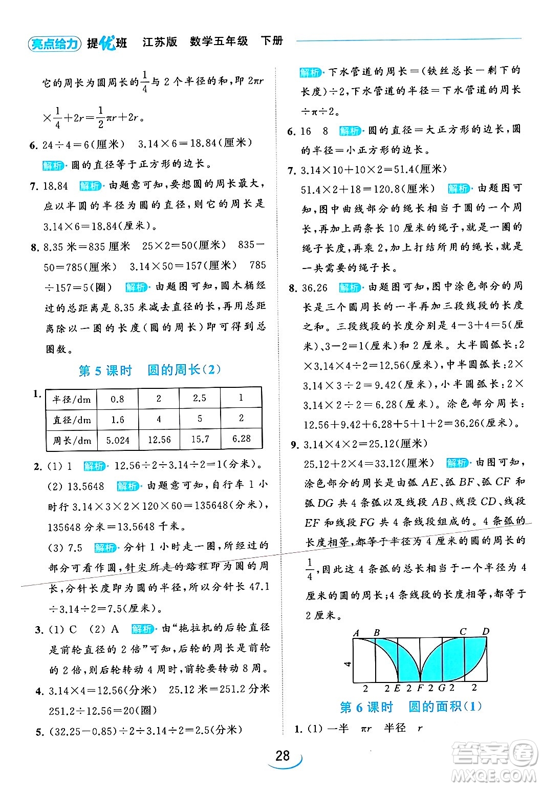 北京教育出版社2024年春亮點(diǎn)給力提優(yōu)班五年級(jí)數(shù)學(xué)下冊(cè)江蘇版答案