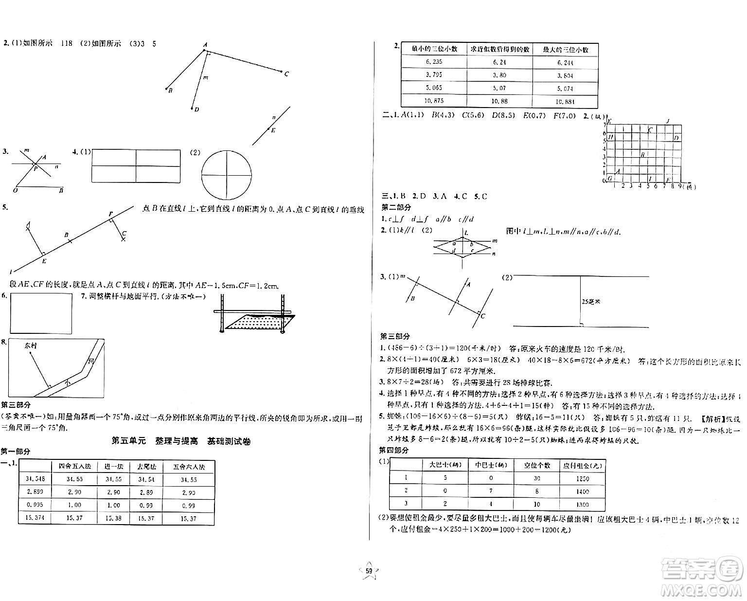 安徽人民出版社2024年春一卷搞定四年級(jí)數(shù)學(xué)下冊(cè)上海專版答案