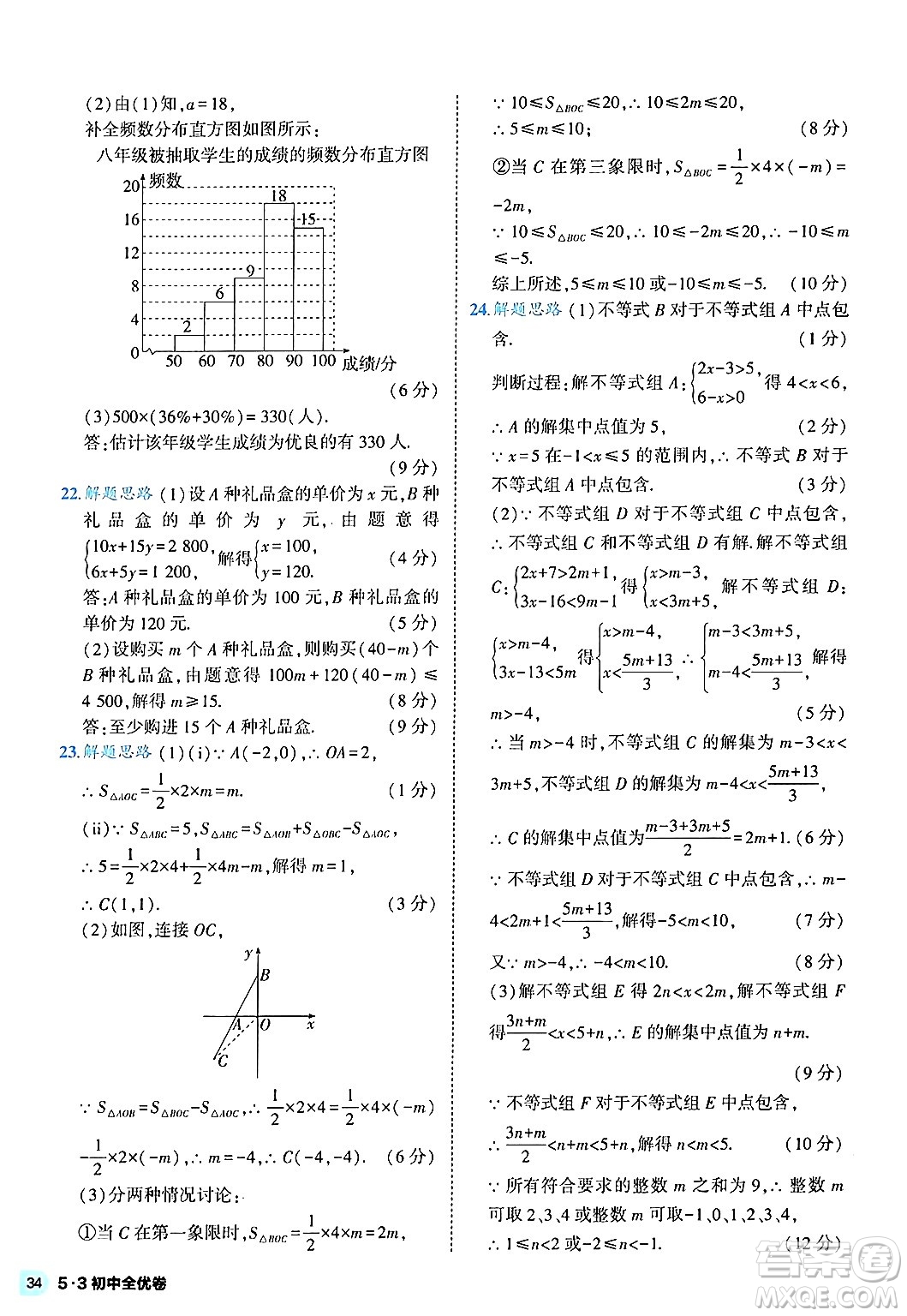 西安出版社2024年春53初中全優(yōu)卷七年級數(shù)學(xué)下冊人教版答案