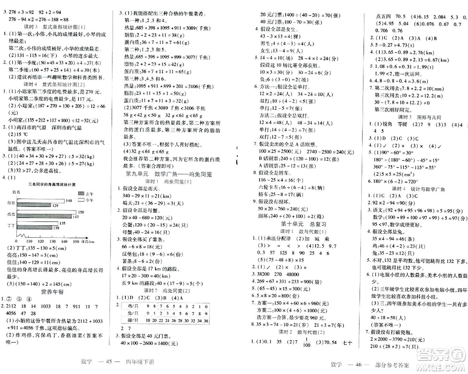 二十一世紀(jì)出版社集團(tuán)2024年春新課程新練習(xí)四年級數(shù)學(xué)下冊人教版答案