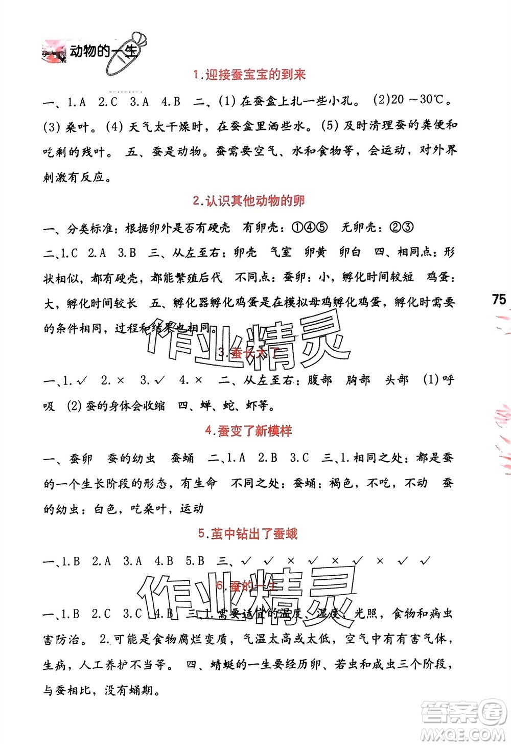 海燕出版社2024年春科學(xué)學(xué)習(xí)與鞏固三年級(jí)下冊教科版參考答案