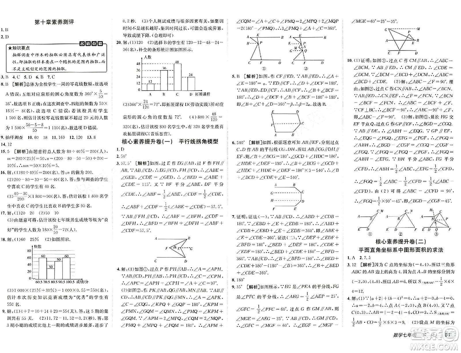 新疆青少年出版社2024年春海淀單元測(cè)試AB卷七年級(jí)數(shù)學(xué)下冊(cè)人教版答案