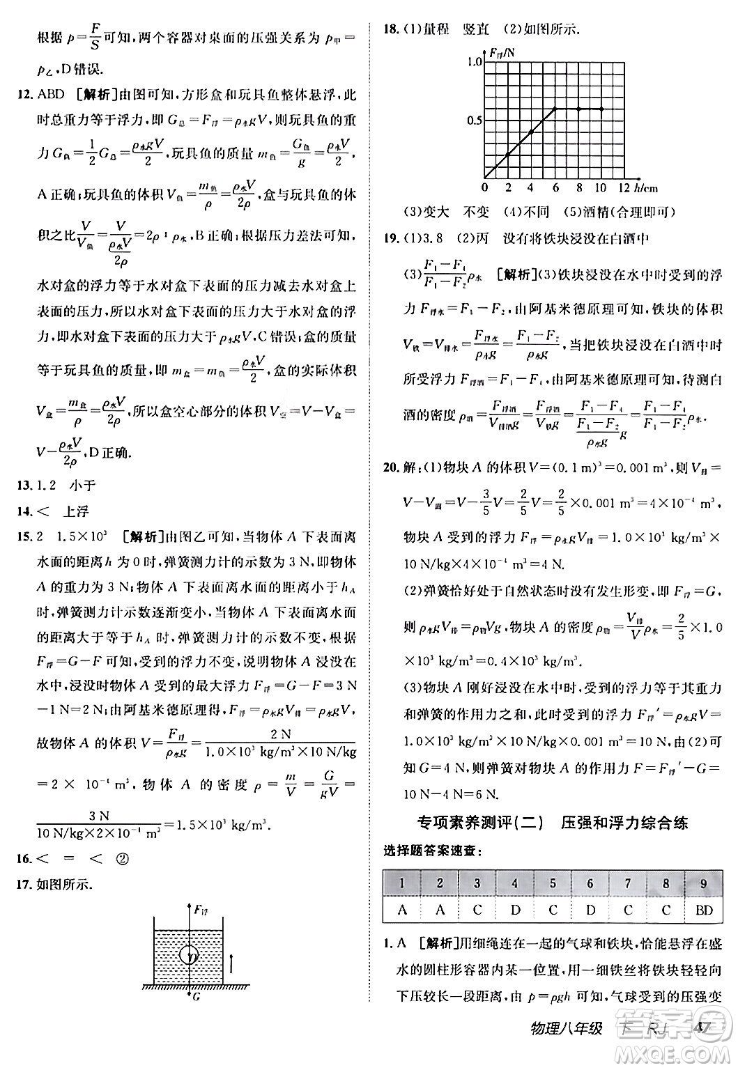 新疆青少年出版社2024年春海淀單元測(cè)試AB卷八年級(jí)物理下冊(cè)人教版答案