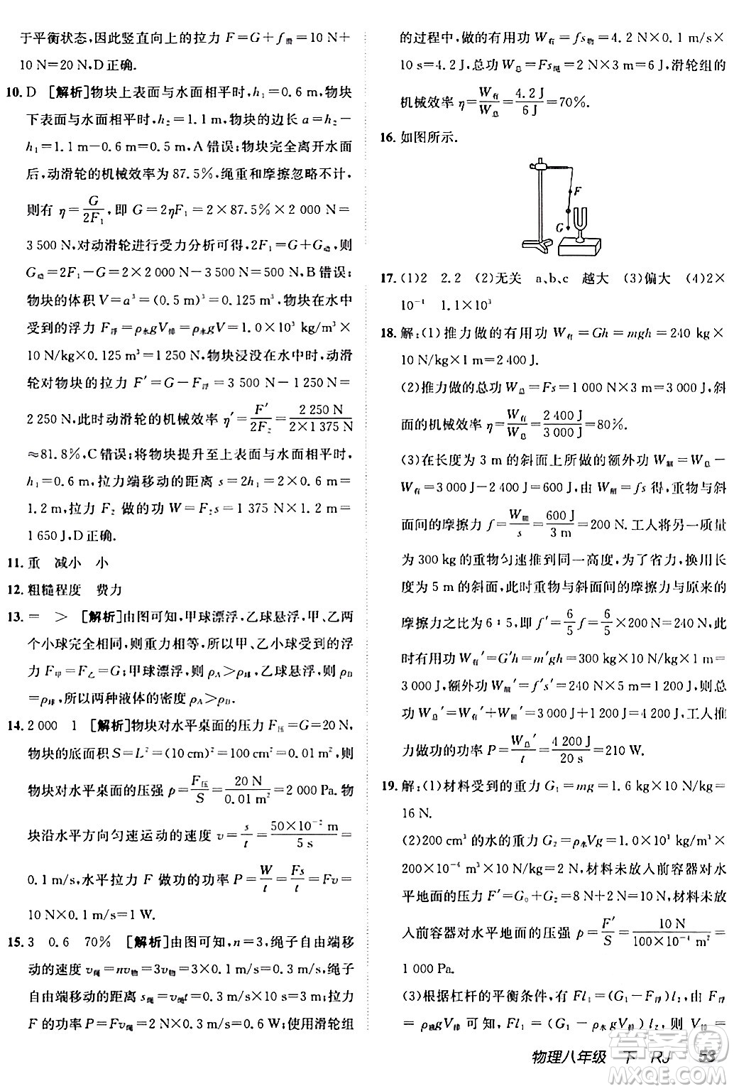 新疆青少年出版社2024年春海淀單元測(cè)試AB卷八年級(jí)物理下冊(cè)人教版答案