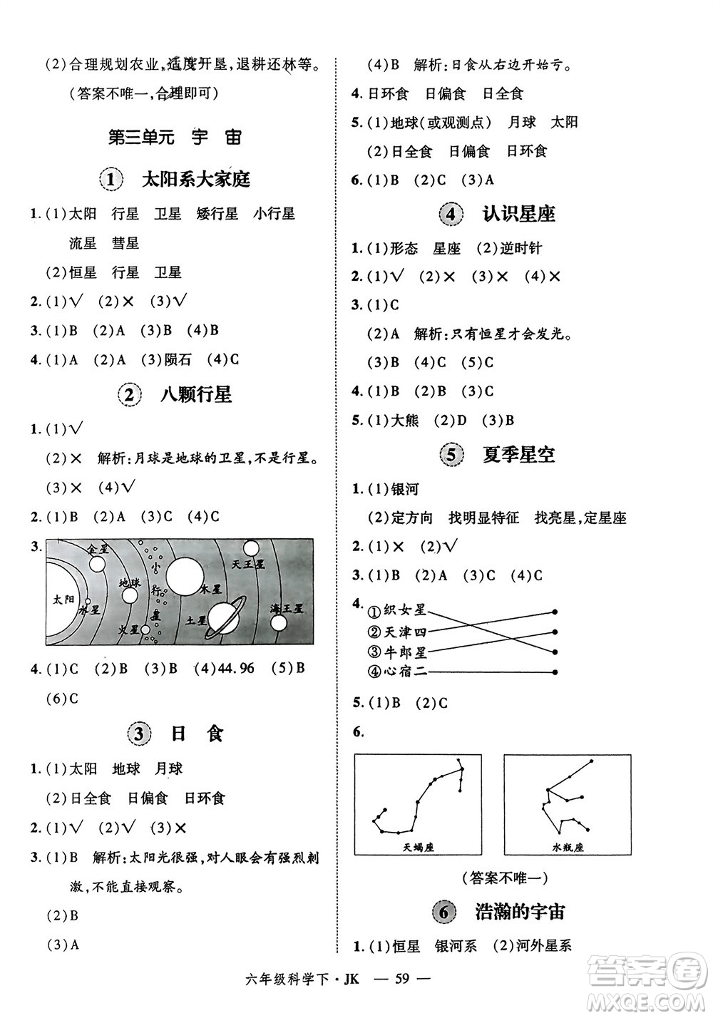 延邊大學(xué)出版社2024年春新領(lǐng)程六年級科學(xué)下冊教科版參考答案