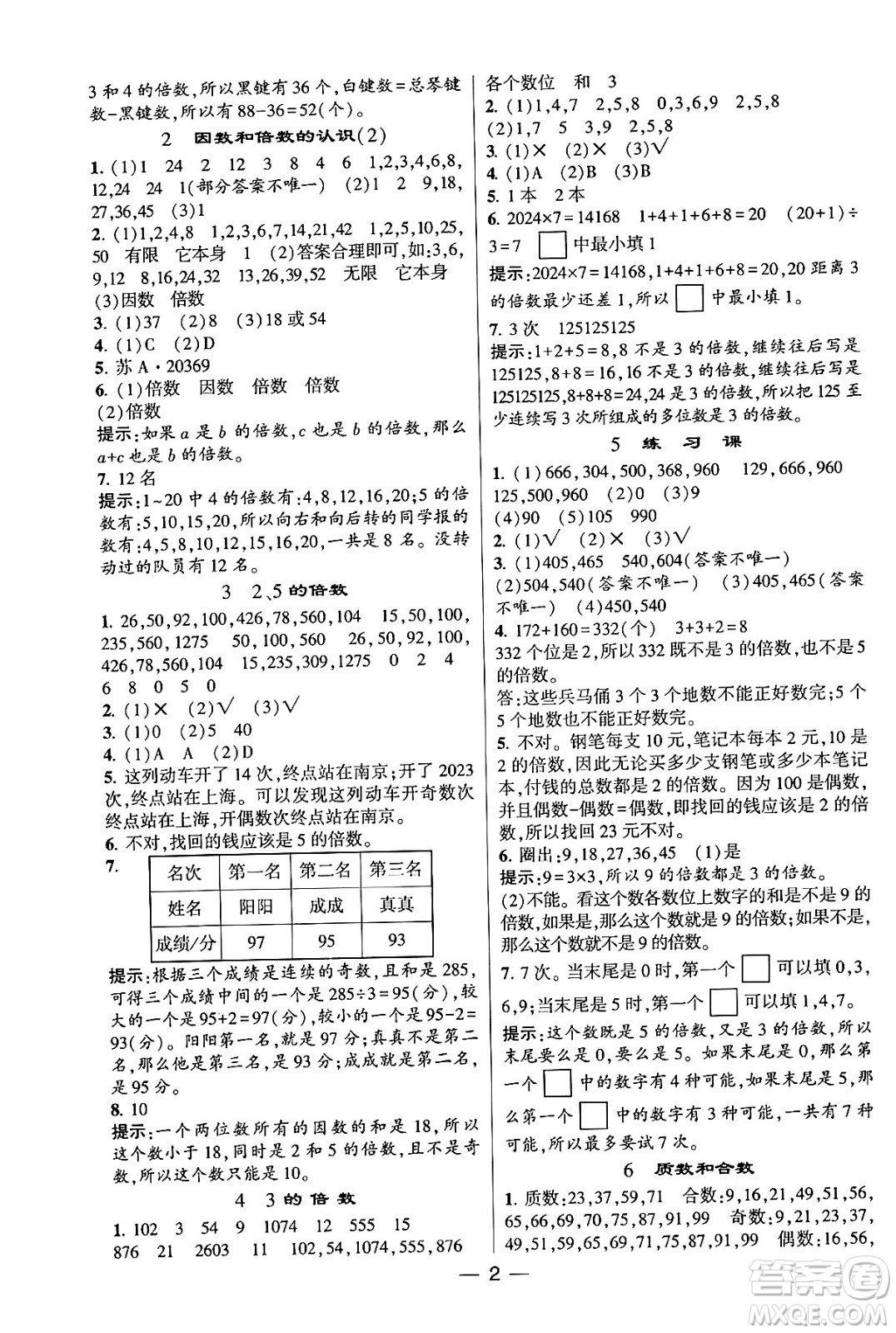 河海大學(xué)出版社2024年春經(jīng)綸學(xué)霸4星學(xué)霸提高班五年級數(shù)學(xué)下冊人教版答案