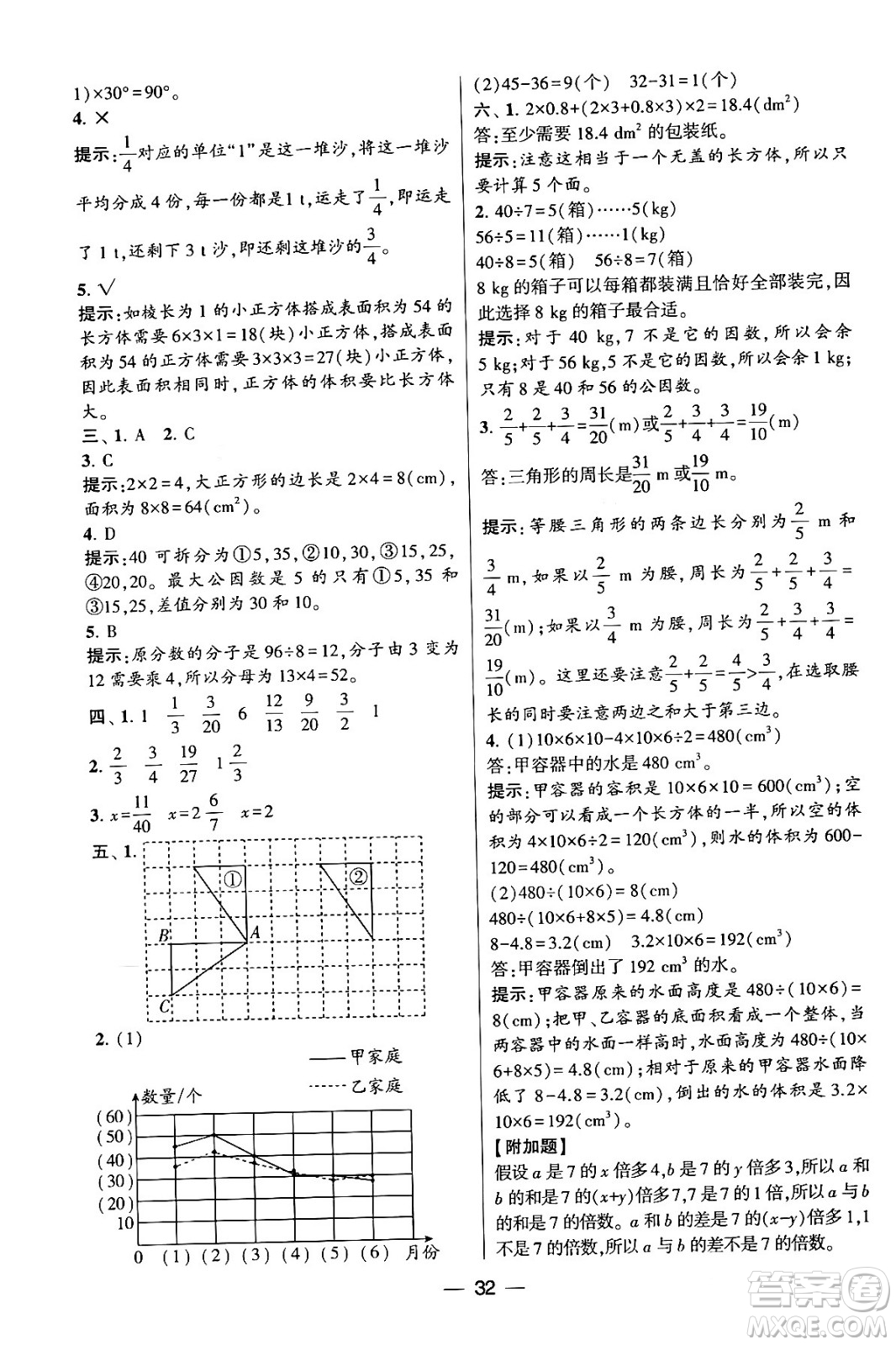 河海大學(xué)出版社2024年春經(jīng)綸學(xué)霸4星學(xué)霸提高班五年級數(shù)學(xué)下冊人教版答案