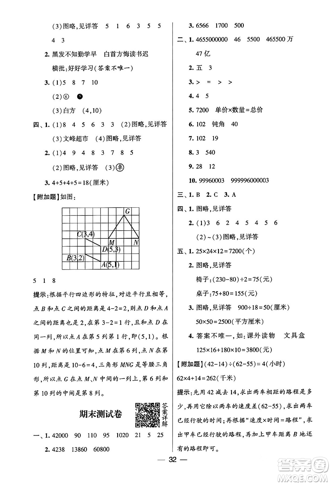 河海大學(xué)出版社2024年春經(jīng)綸學(xué)霸4星學(xué)霸提高班四年級數(shù)學(xué)下冊蘇教版答案