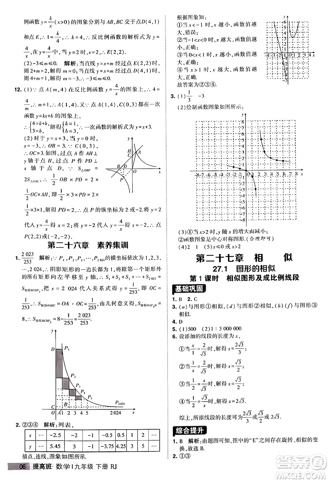 甘肅少年兒童出版社2024年春經(jīng)綸學(xué)霸學(xué)霸提高班九年級數(shù)學(xué)下冊人教版答案