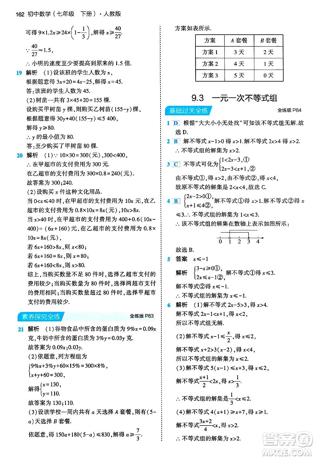 首都師范大學(xué)出版社2024年春初中同步5年中考3年模擬七年級數(shù)學(xué)下冊人教版答案