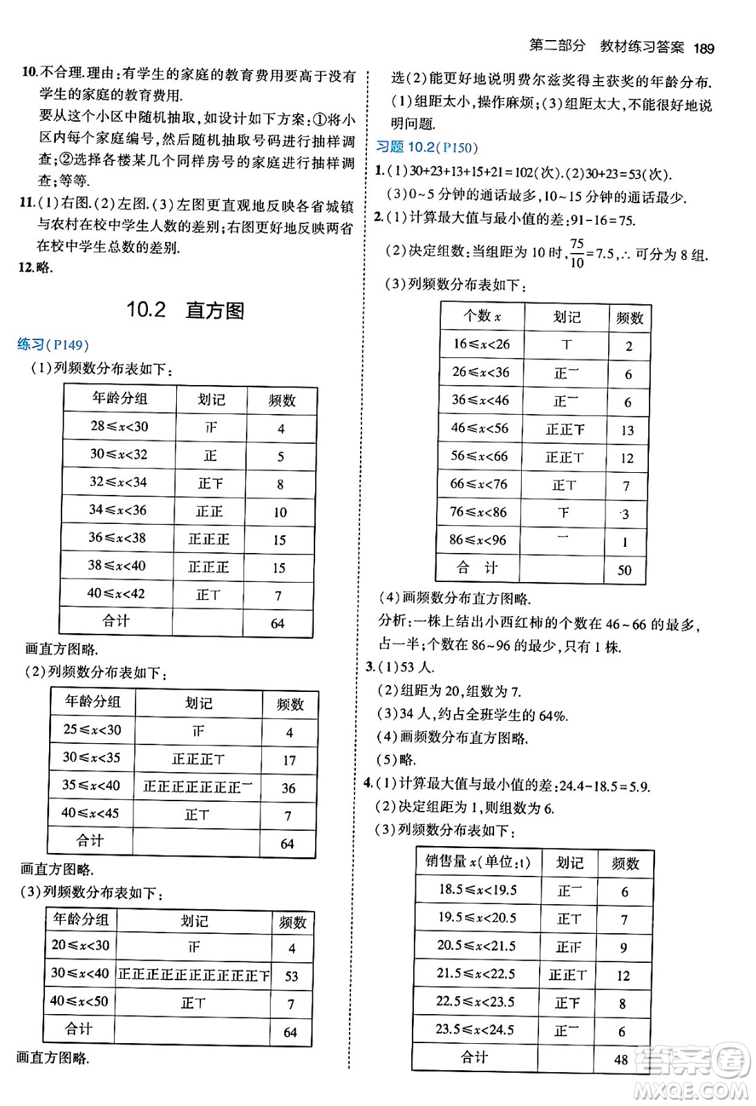 首都師范大學(xué)出版社2024年春初中同步5年中考3年模擬七年級數(shù)學(xué)下冊人教版答案