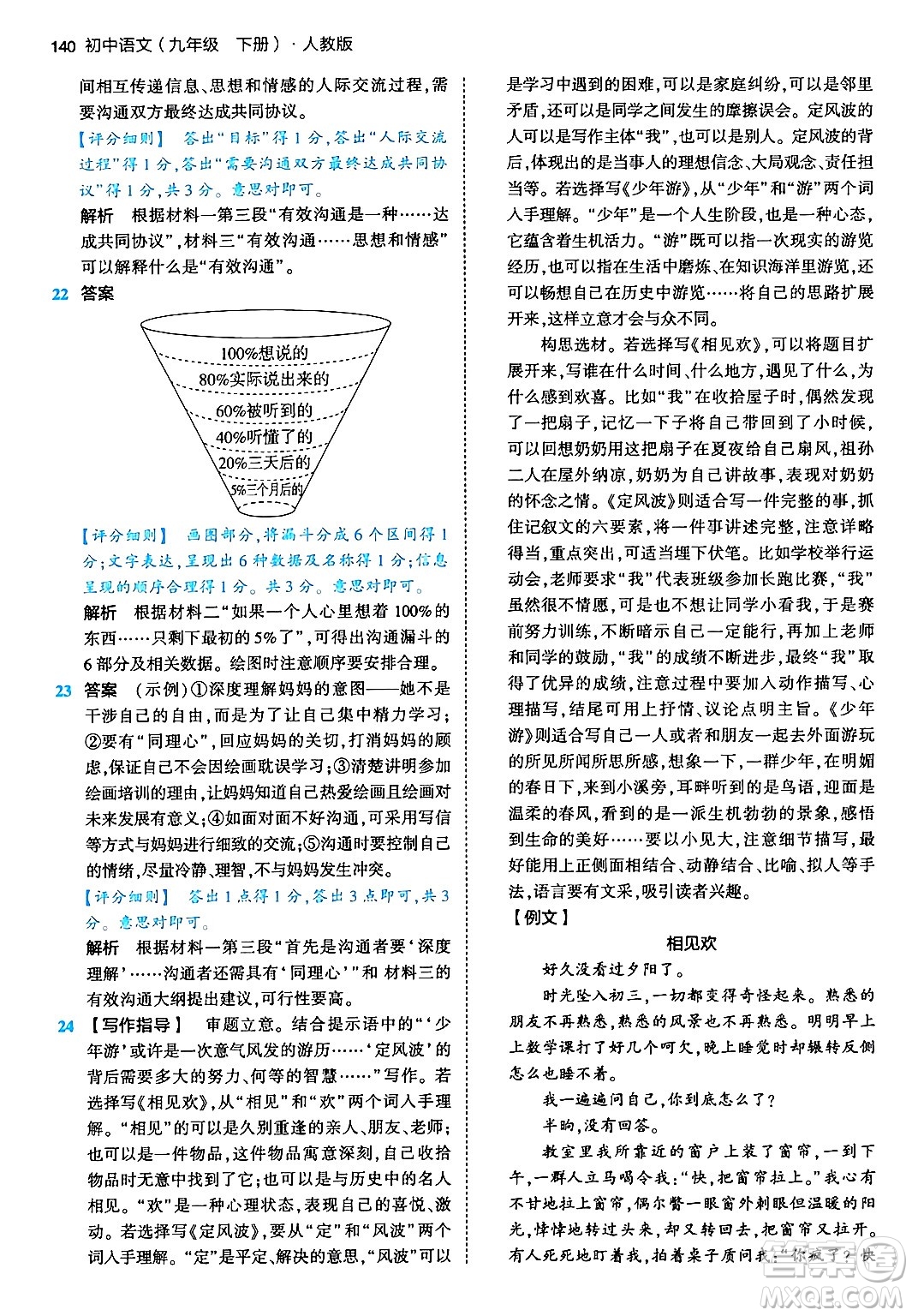 首都師范大學(xué)出版社2024年春初中同步5年中考3年模擬九年級(jí)語(yǔ)文下冊(cè)人教版答案