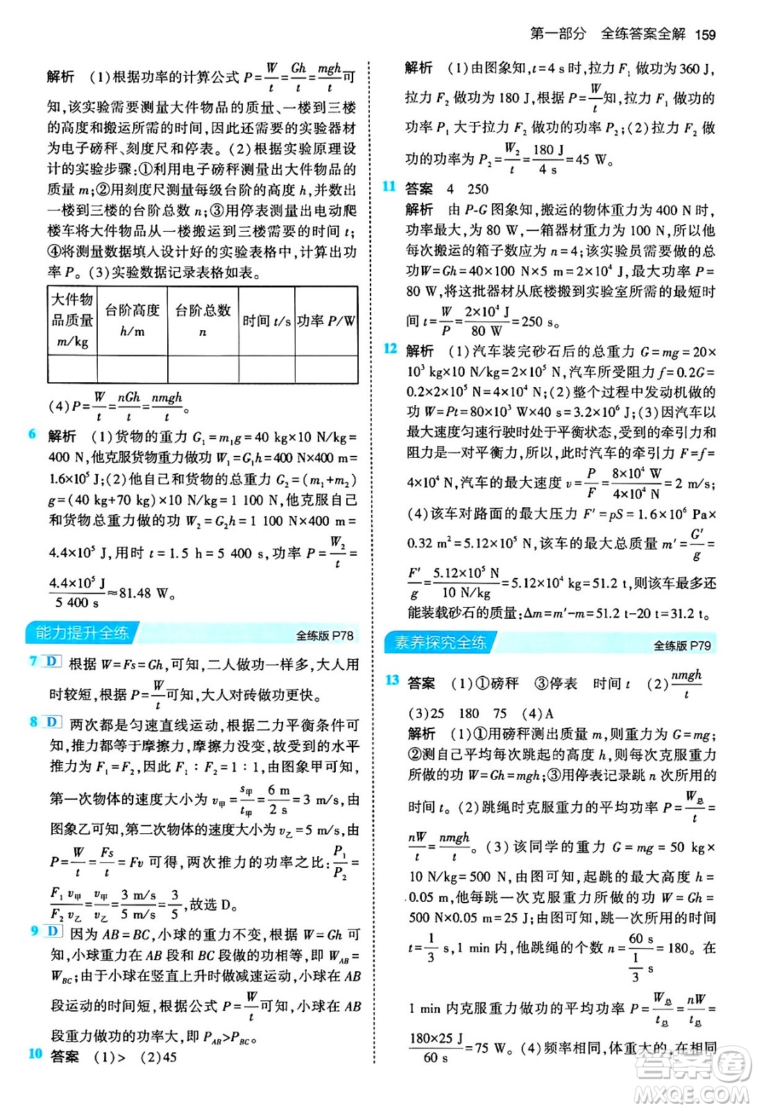 首都師范大學(xué)出版社2024年春初中同步5年中考3年模擬八年級(jí)物理下冊(cè)人教版答案