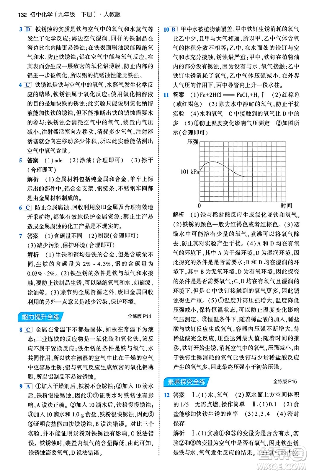 首都師范大學(xué)出版社2024年春初中同步5年中考3年模擬九年級化學(xué)下冊人教版答案