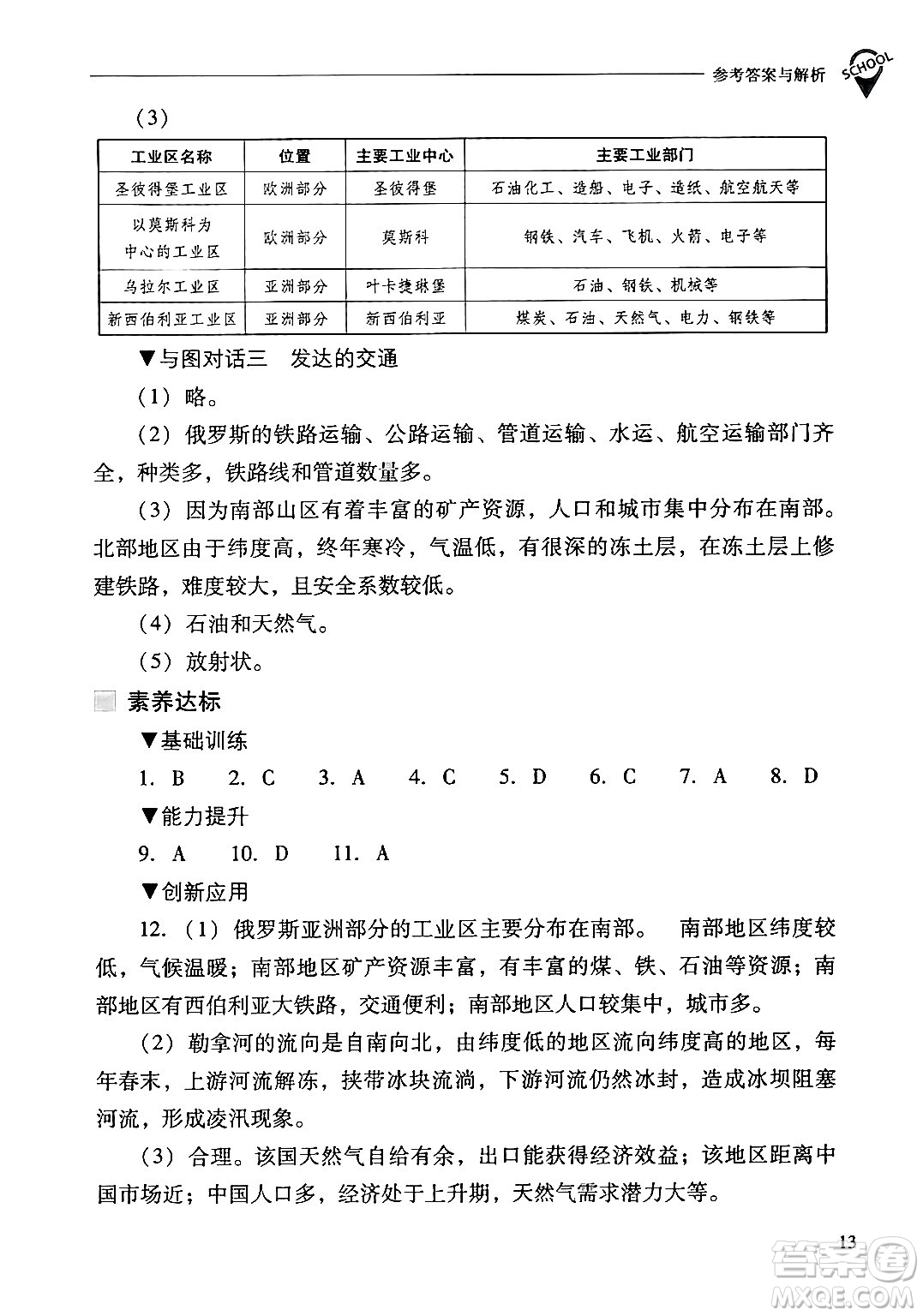 山西教育出版社2024年春新課程問(wèn)題解決導(dǎo)學(xué)方案七年級(jí)地理下冊(cè)人教版答案