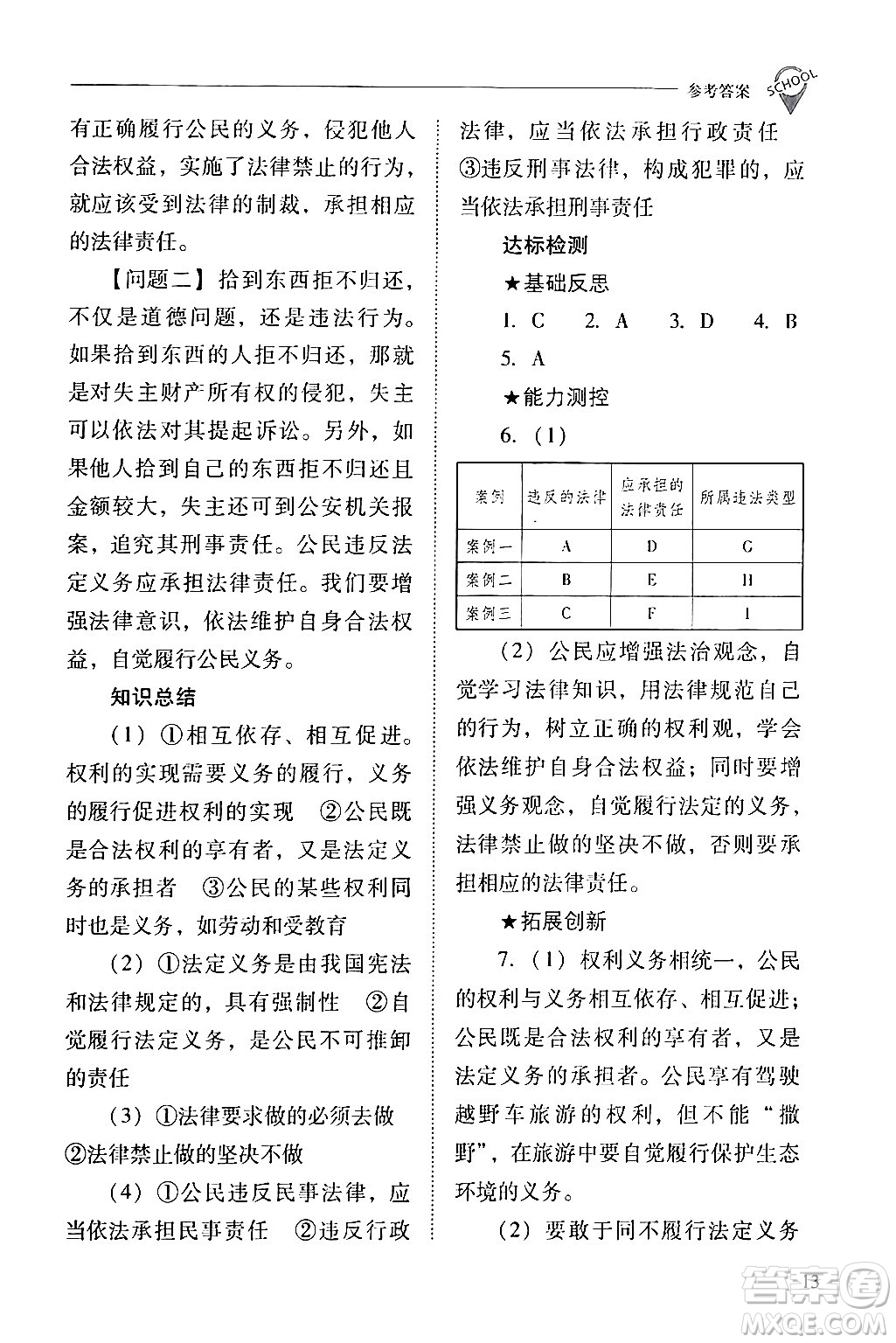 山西教育出版社2024年春新課程問題解決導(dǎo)學(xué)方案八年級道德與法治下冊人教版答案