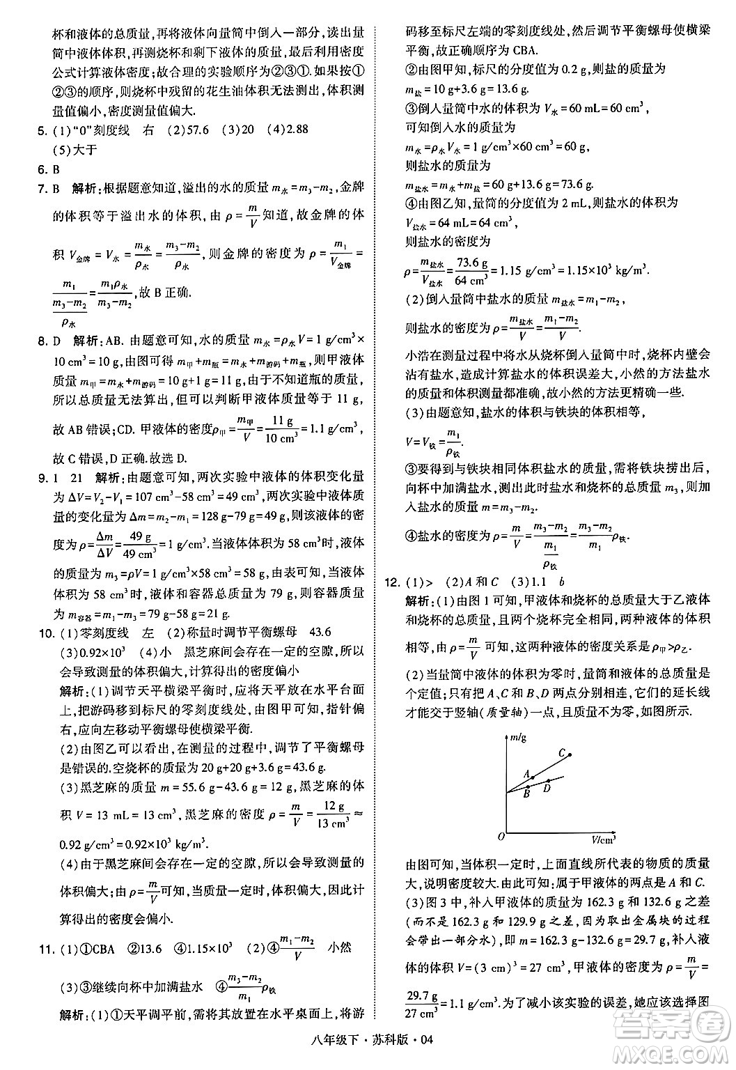 甘肅少年兒童出版社2024年春學(xué)霸題中題八年級物理下冊蘇科版答案