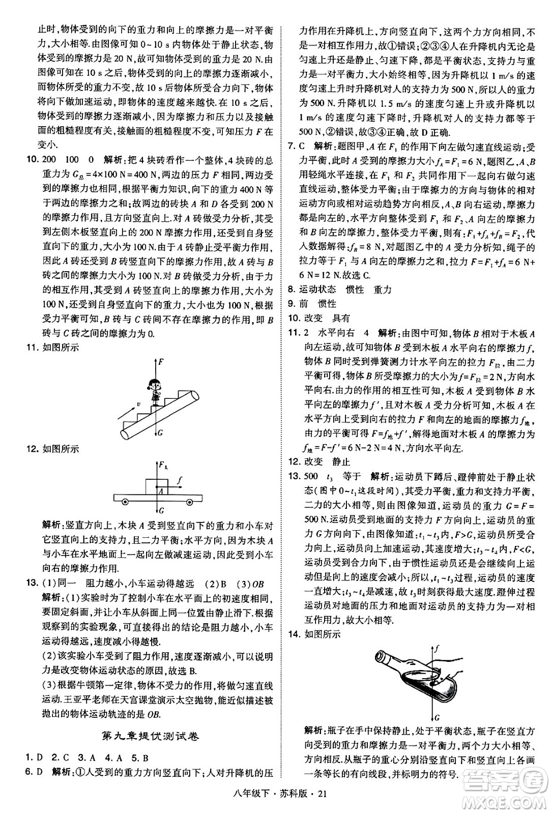 甘肅少年兒童出版社2024年春學(xué)霸題中題八年級物理下冊蘇科版答案