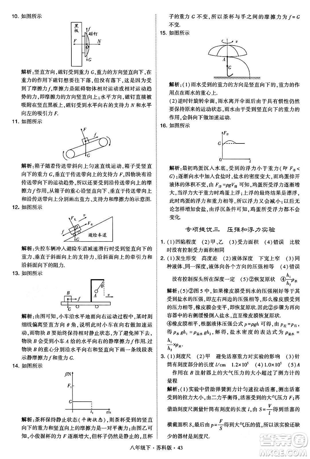 甘肅少年兒童出版社2024年春學(xué)霸題中題八年級物理下冊蘇科版答案