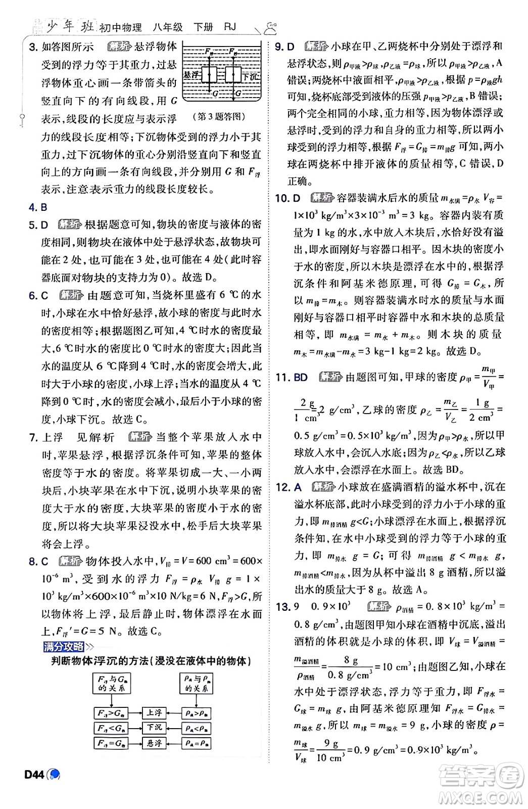 開明出版社2024年春少年班八年級物理下冊人教版答案