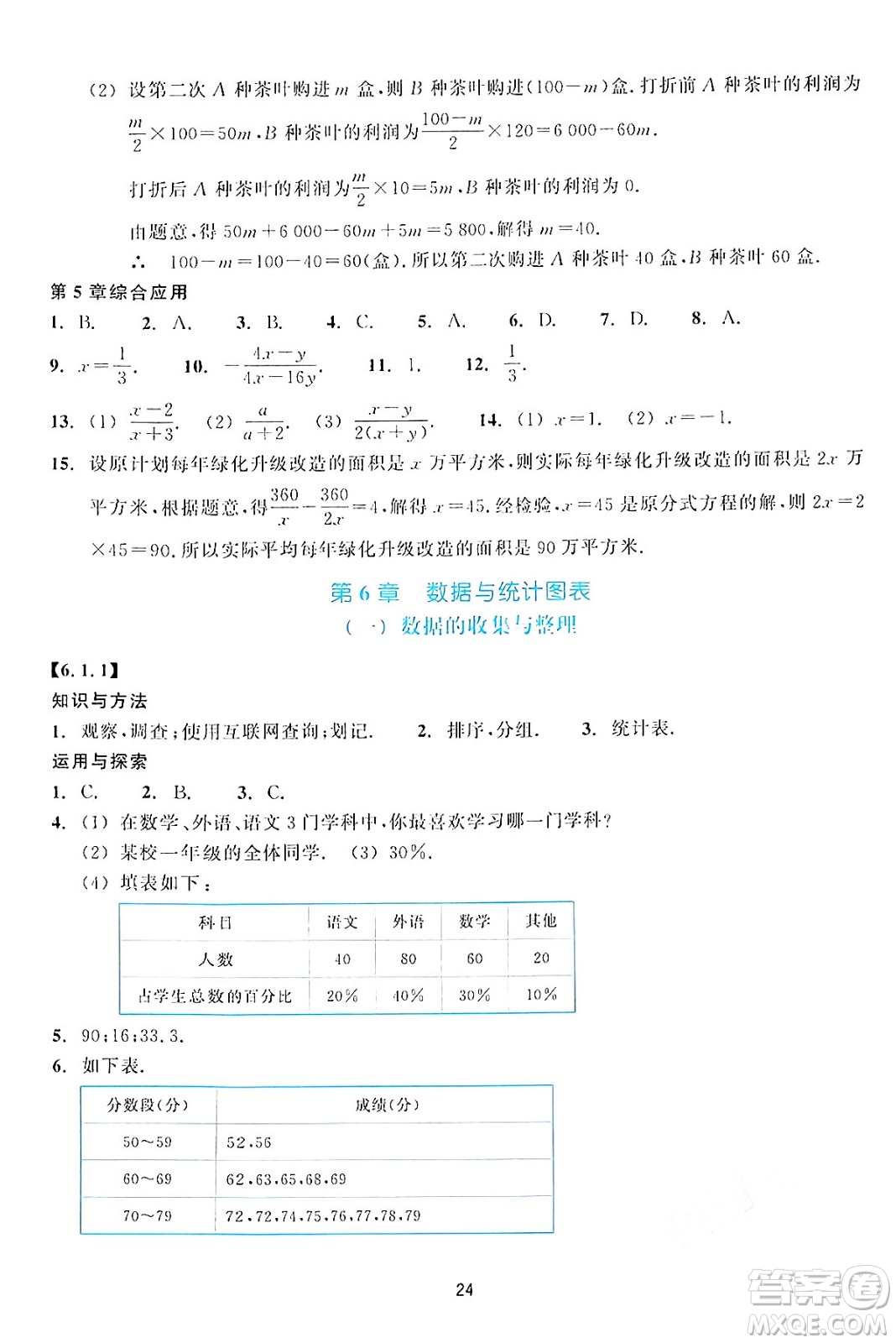 浙江教育出版社2024年春學(xué)能評(píng)價(jià)七年級(jí)數(shù)學(xué)下冊(cè)通用版答案