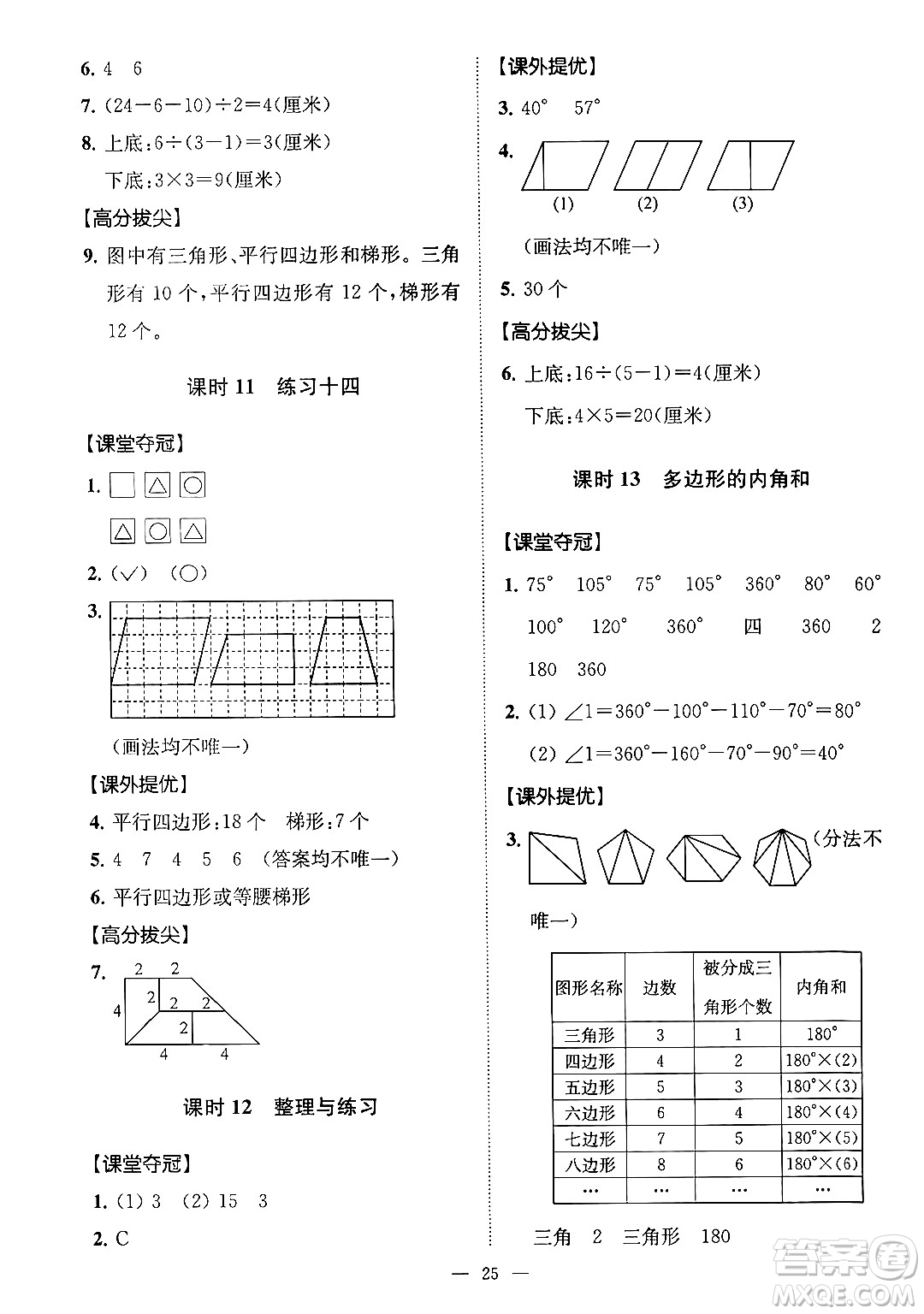 江蘇鳳凰美術出版社2024年春超能學典高分拔尖提優(yōu)訓練四年級數(shù)學下冊江蘇版答案