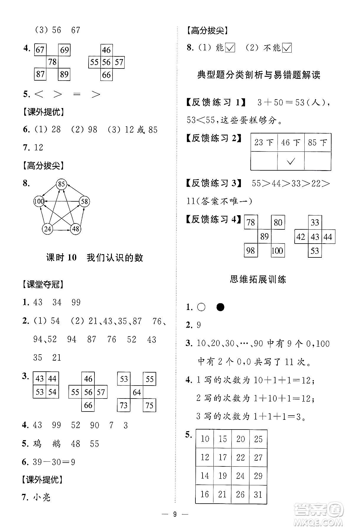 江蘇鳳凰美術(shù)出版社2024年春超能學典高分拔尖提優(yōu)訓練一年級數(shù)學下冊江蘇版答案