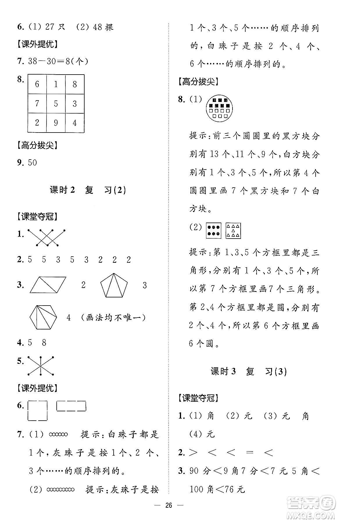 江蘇鳳凰美術(shù)出版社2024年春超能學典高分拔尖提優(yōu)訓練一年級數(shù)學下冊江蘇版答案