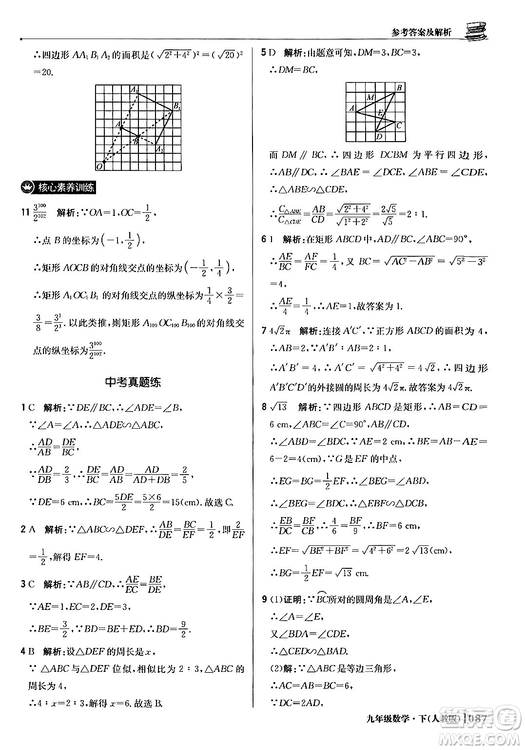 北京教育出版社2024年春1+1輕巧奪冠優(yōu)化訓練九年級數(shù)學下冊人教版答案